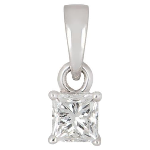 GIA Certified White Gold Princess Cut Diamond Pendant 0.90 I/VS1 For Sale