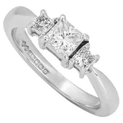 White Gold Princess Cut Diamond Three Stone Ring 0.45ct I/VS2
