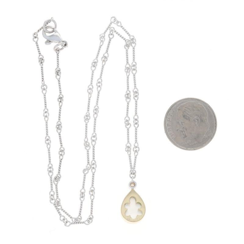 Collier en or blanc avec quartz, nacre et diamants - 14k Pear Cab en vente 1