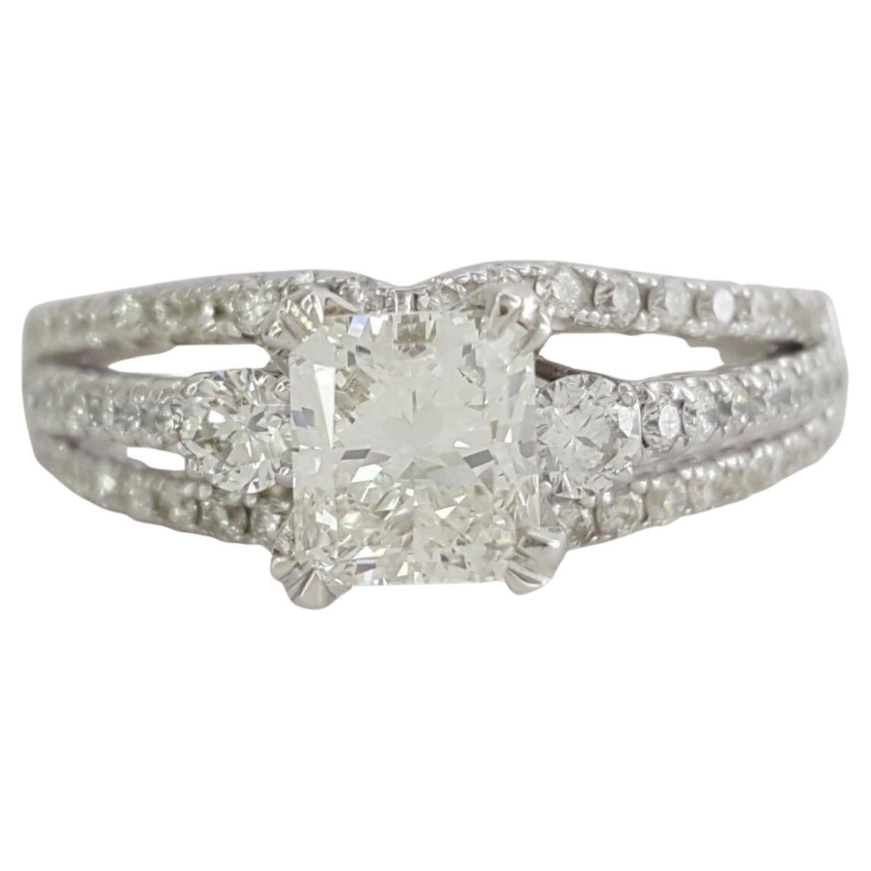 Round Cut White Gold Radiant Cut Diamond Engagement Ring For Sale