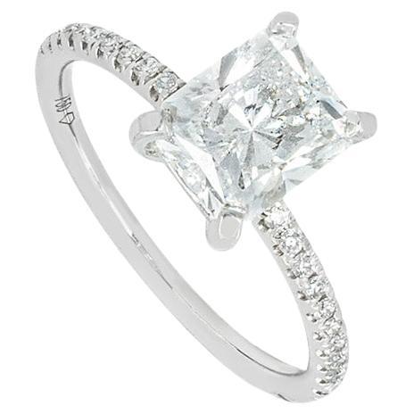 Bague en or blanc certifiée GIA avec diamant taille radiant de 2,00 carats F/SI1