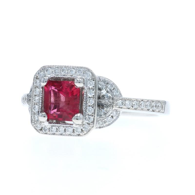 Weißgold Rot Beryll Smaragd Diamant Verlobungsring 14k .59ctw GIA SZ 6 1/4 im Zustand „Neu“ im Angebot in Greensboro, NC
