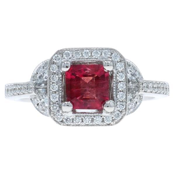 Weißgold Rot Beryll Smaragd Diamant Verlobungsring 14k .59ctw GIA SZ 6 1/4 im Angebot