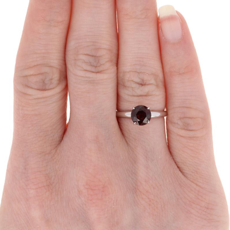White Gold Red Spinel Ring, 14k Gold Round Cut 1.30ct Engagement Solitaire In New Condition In Greensboro, NC