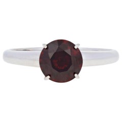 White Gold Red Spinel Ring, 14k Gold Round Cut 1.30ct Engagement Solitaire