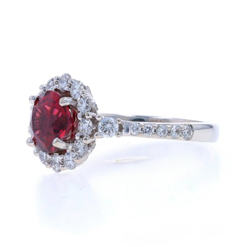 Anello aureola con diamante e granato di rodolite in oro bianco - 14k - Fidanzamento rotondo 2,44ctw In condizioni ottime in vendita a Greensboro, NC