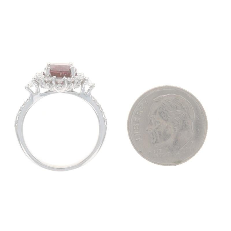 Anello aureola con diamante e granato di rodolite in oro bianco - 14k - Fidanzamento rotondo 2,44ctw in vendita 1