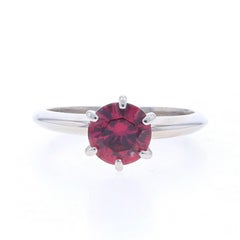 White Gold Rhodolite Garnet Solitaire Engagement Ring 14k Rnd 1.44ct Knife-Edge