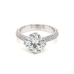 White Gold Ring 2.59 GIA Faint Green Diamond Engagement Ring with Accent Stones