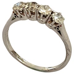 Vintage White Gold Ring, "RIVIERA" 4 Diamonds, Amsterdam, 1970