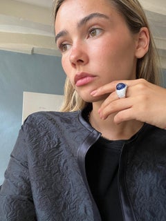 White Gold Ring Set With A 17.14 Carat Sapphire And 2.06 Carat Diamonds