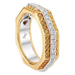 Ananya White Gold Ring Set with Yellow Sapphires and Diamonds