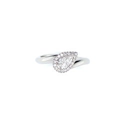Ring Tapped with a Certified Pear Diamonds White Gold 18 Karat