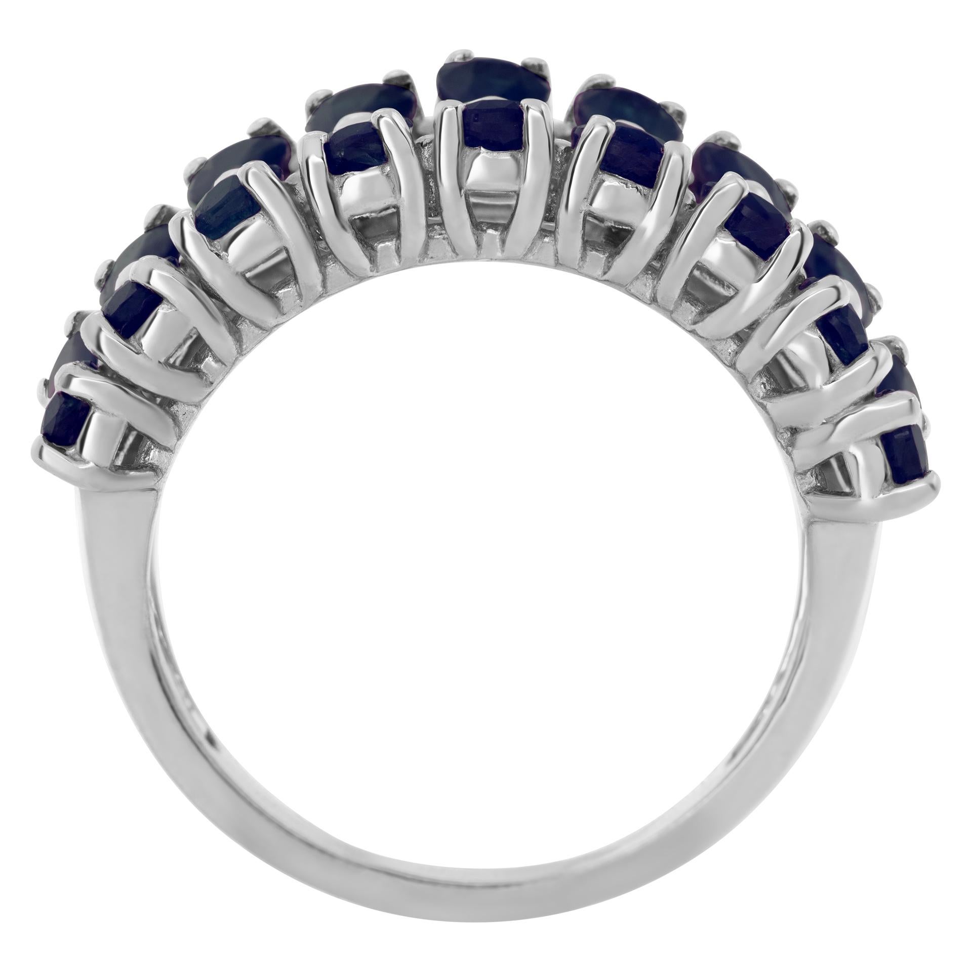 Women's White gold ring w/ approx 0.80 cts of marquise cut diamonds and sapphires For Sale