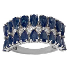 Vintage White gold ring w/ approx 0.80 cts of marquise cut diamonds and sapphires