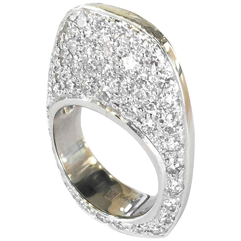 White Gold Ring with 4.75 Carat Pave Diamonds For Sale