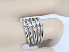 14K White Gold Ring with 5 Multi-Shape Diamonds, 0.60 Carat, New