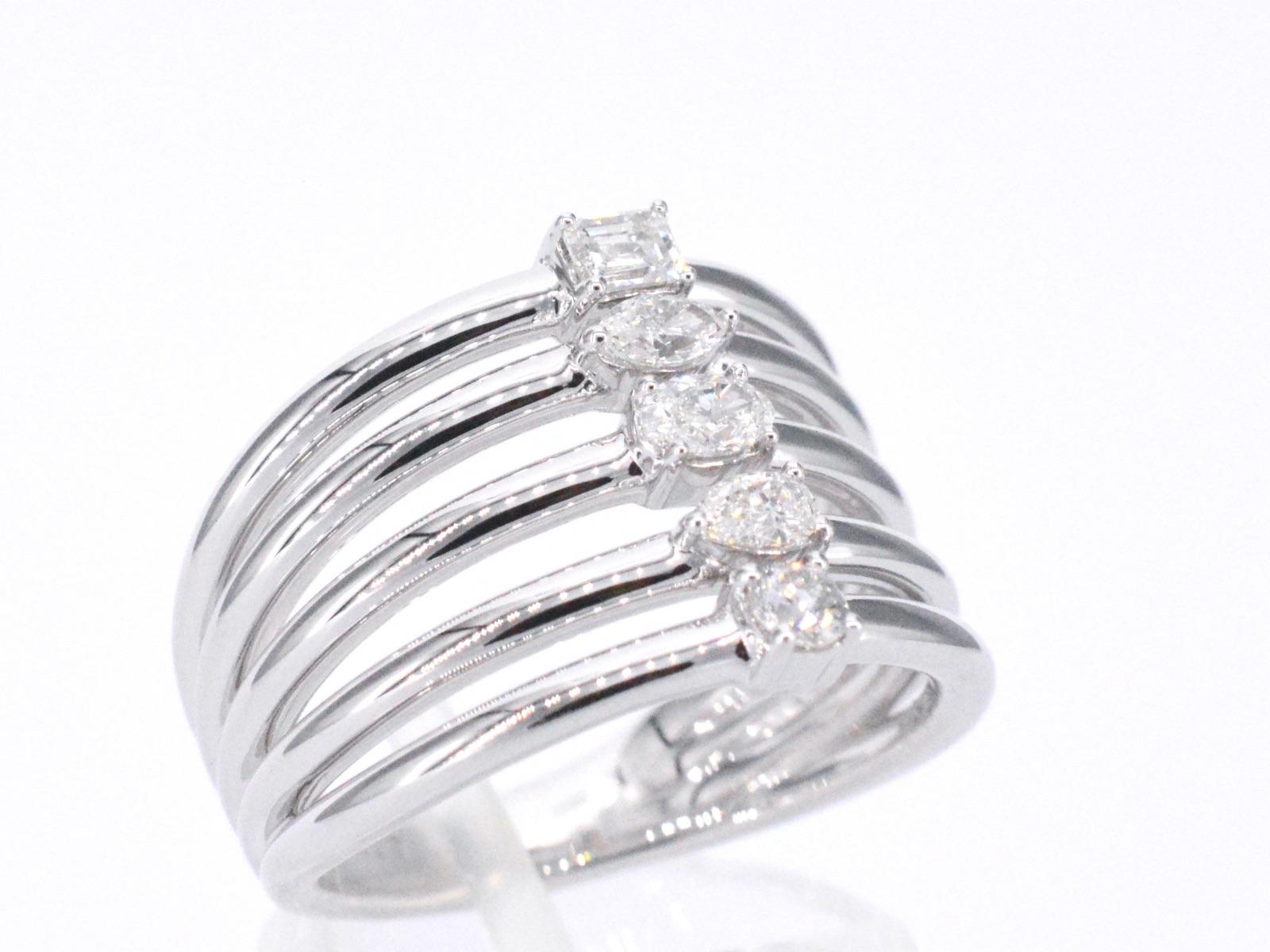 Women's White Gold Ring with 5 Special Diamonds For Sale