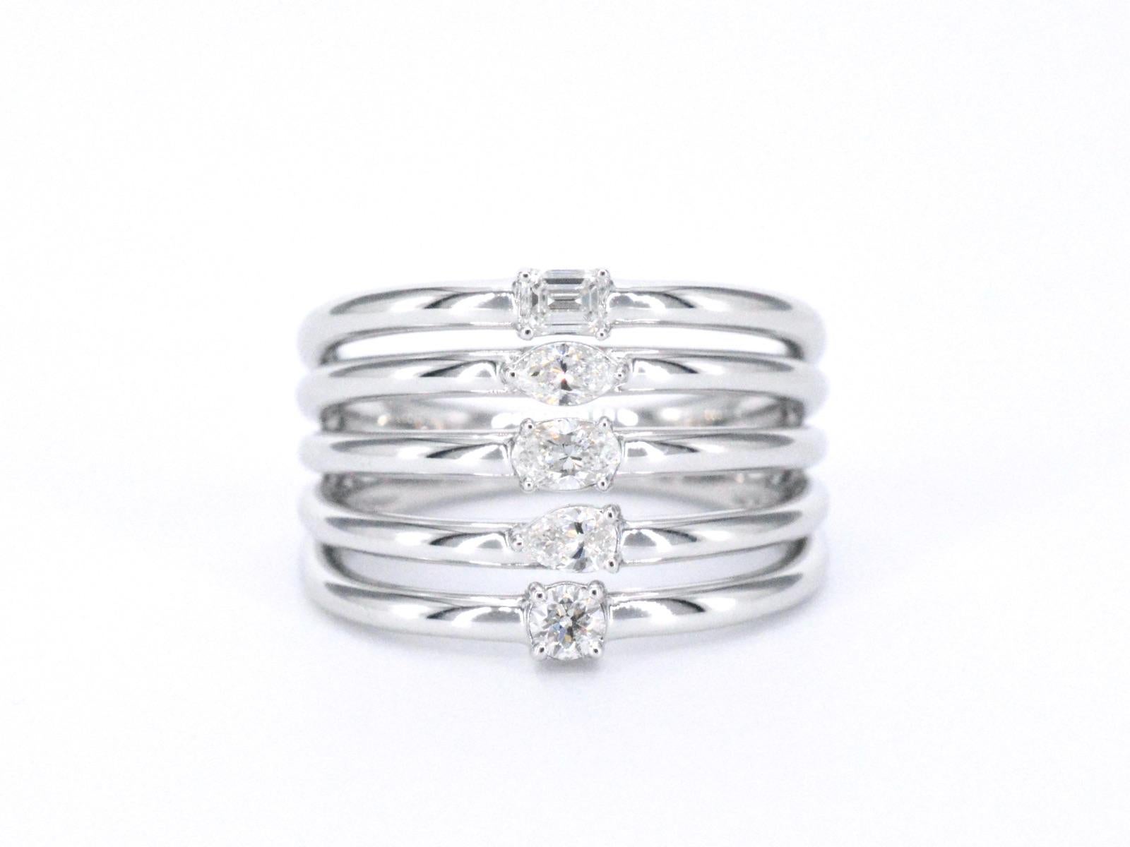 White Gold Ring with 5 Special Diamonds For Sale 1