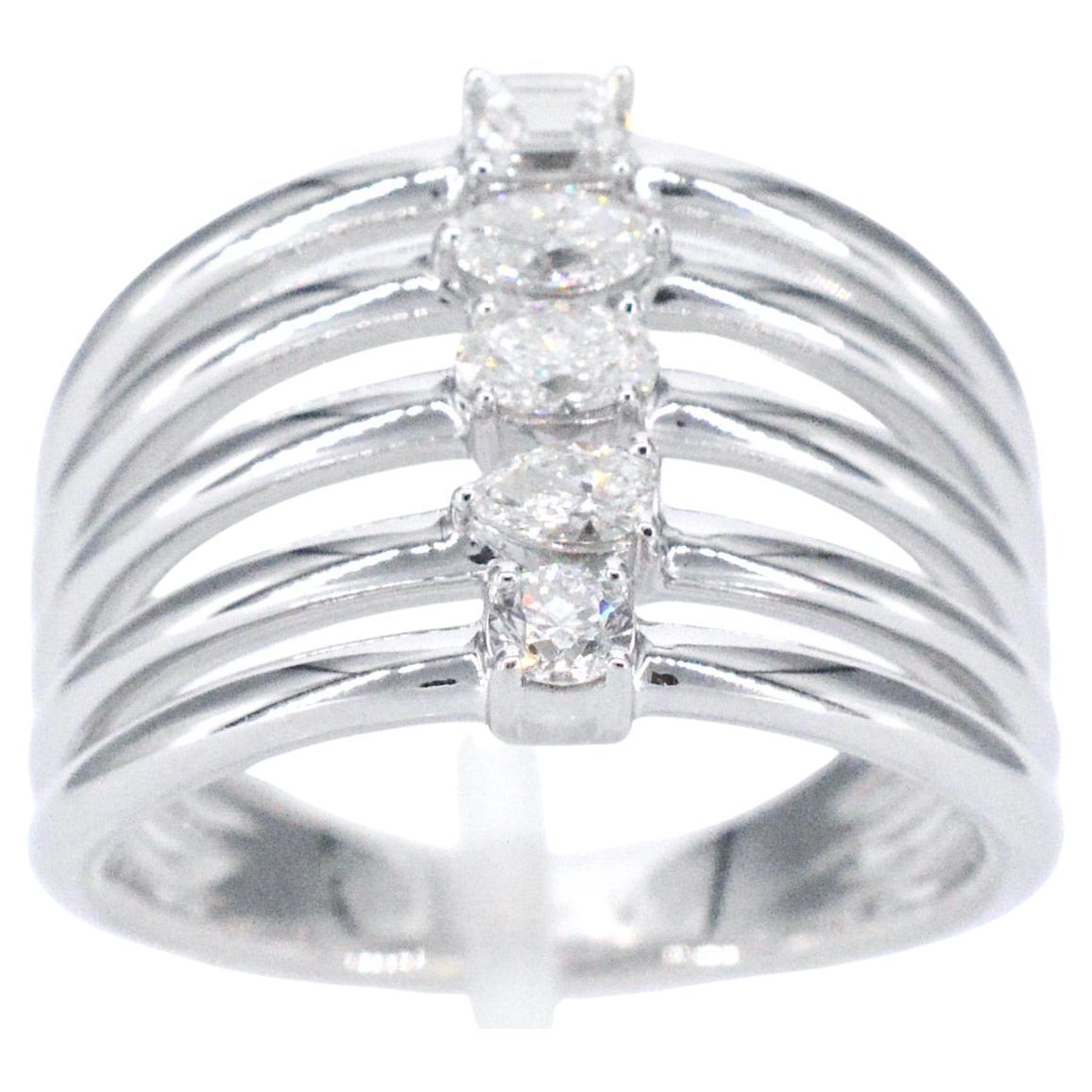 White Gold Ring with 5 Special Diamonds For Sale