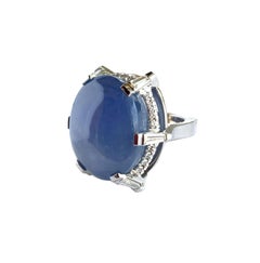 White Gold Ring with 72.46 Carat Star Sapphire surrounded with Accent Diamonds