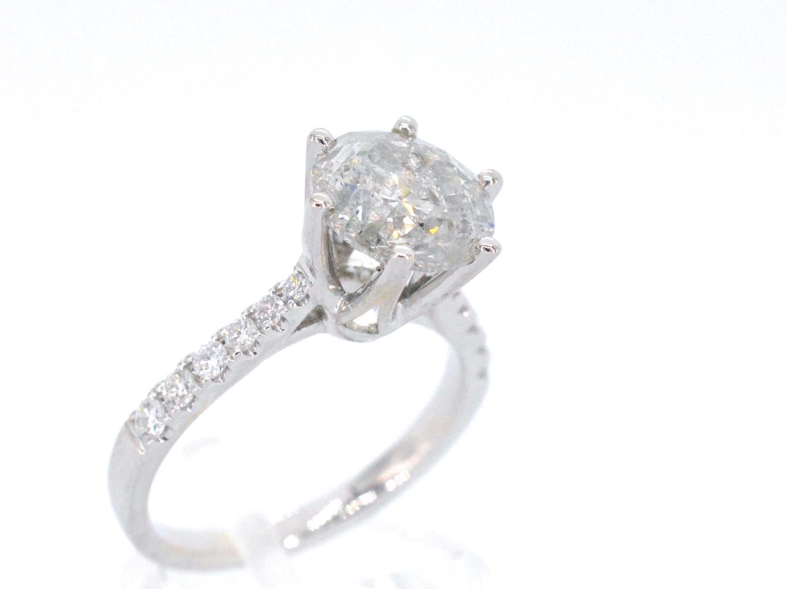 Contemporary White gold ring with a brilliant cut diamond of 3.00 carat For Sale