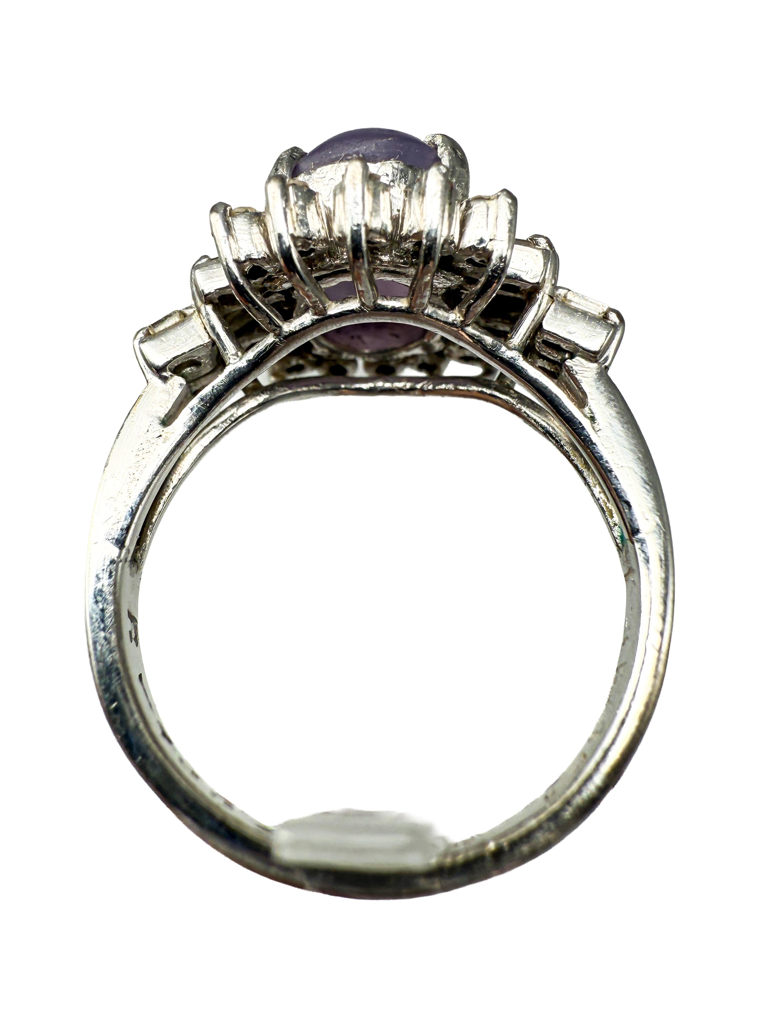 Moderne Bague en or blanc avec améthyste et diamants en vente