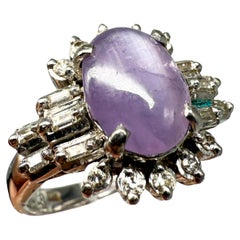 Bague en or blanc avec améthyste et diamants