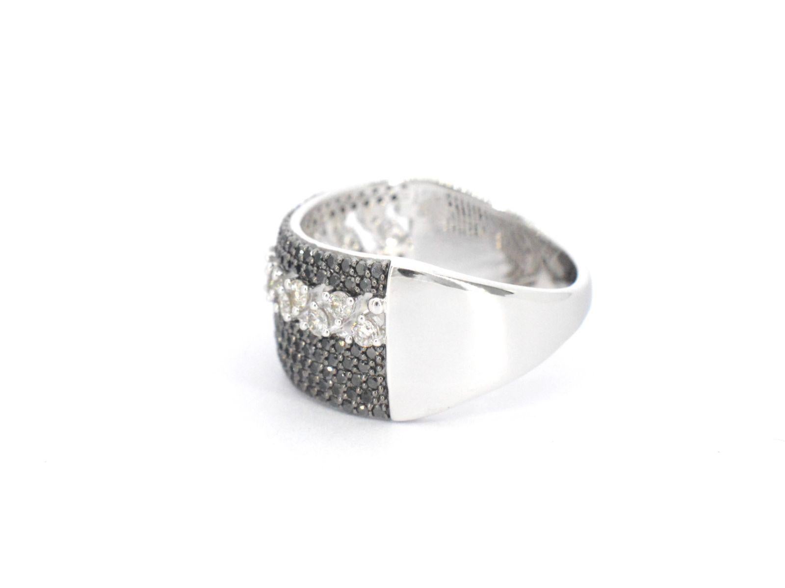 White Gold Ring with Black Diamonds For Sale 1