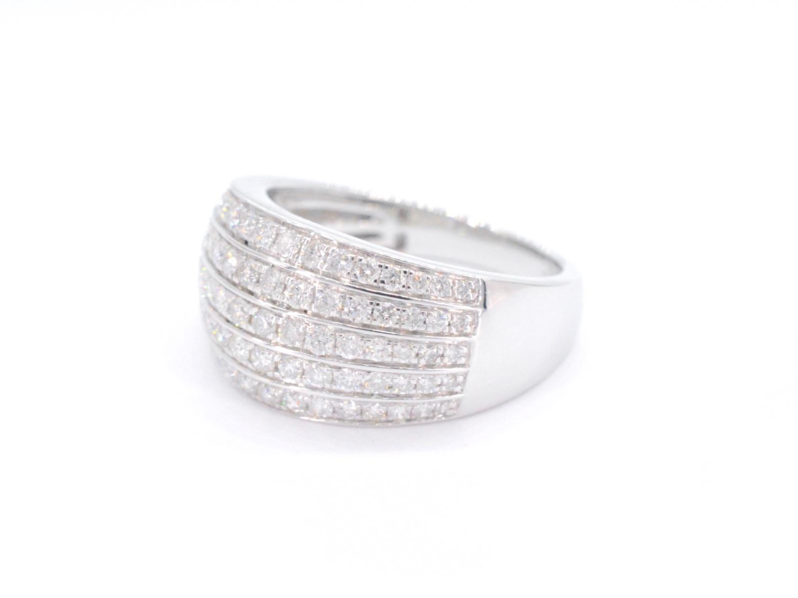 A white gold ring with diamonds weighing 1.00 carat is a stunning piece of jewelry that features a sparkling diamond centerpiece set in a band of lustrous white gold. The 1.00 carat weight of the diamonds makes this ring a truly breathtaking and
