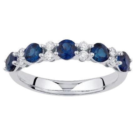 Pradera Jewels 18k Weißgold Ring mit Diamanten und 5 Saphiren