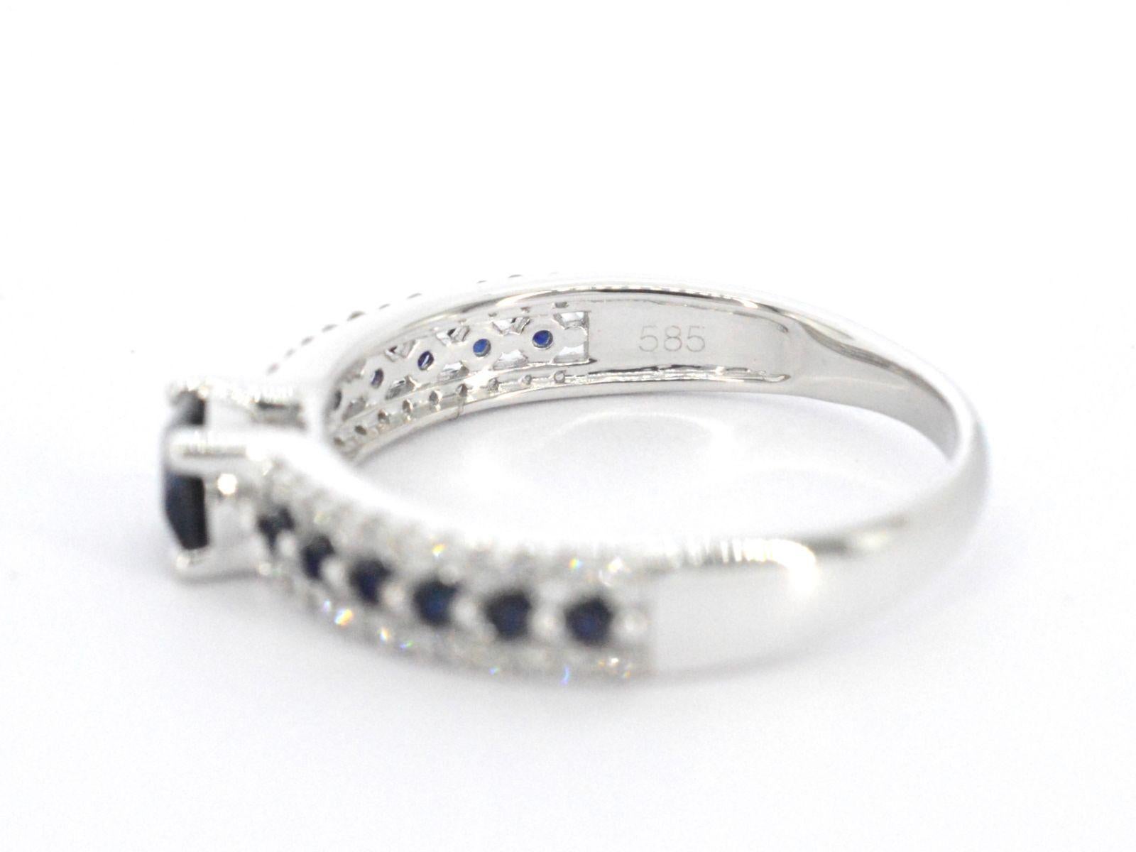 White Gold Ring with Diamonds and Sapphires For Sale 3