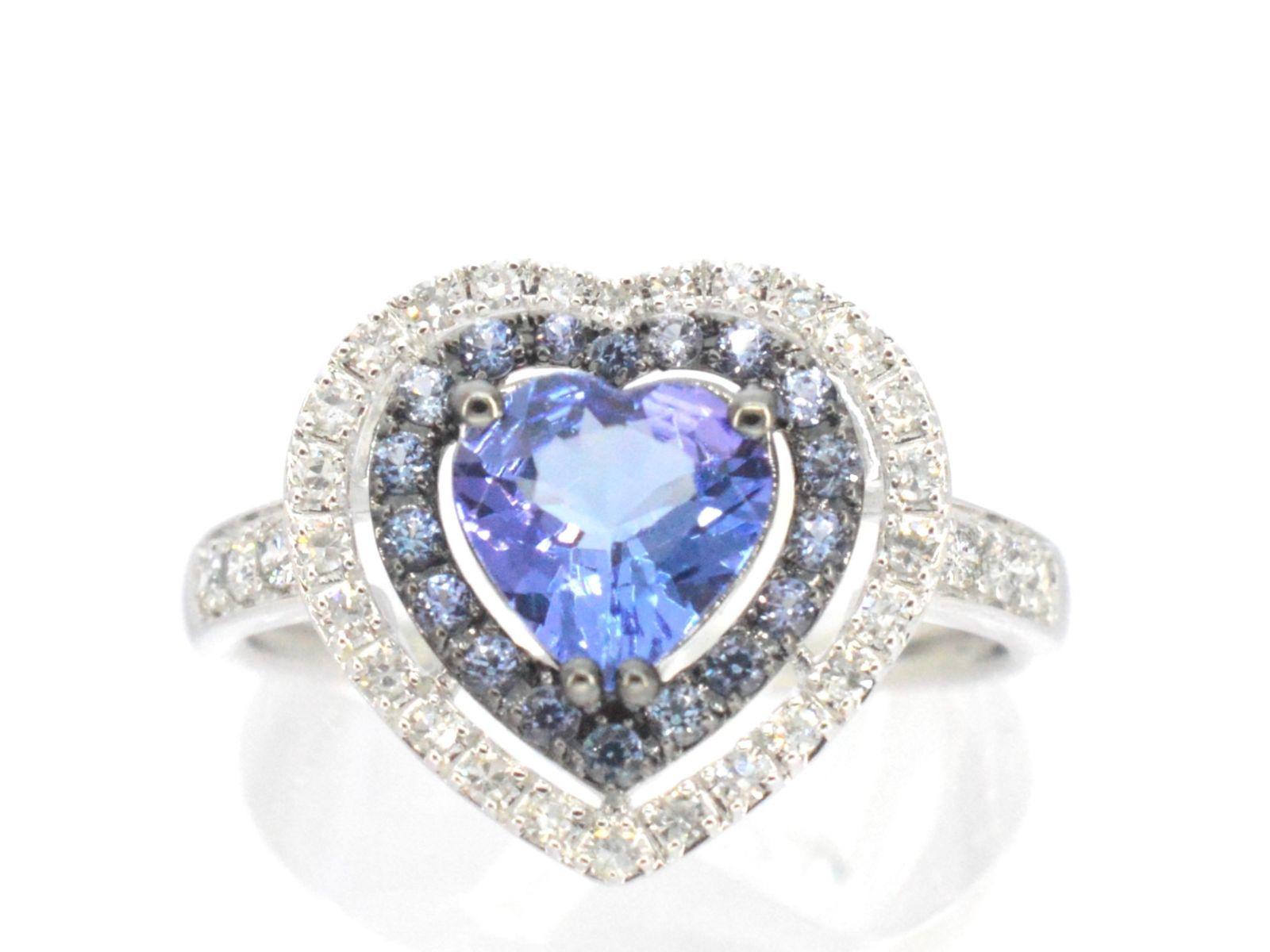 Donna Anello in oro bianco con diamanti e tanzanite in vendita