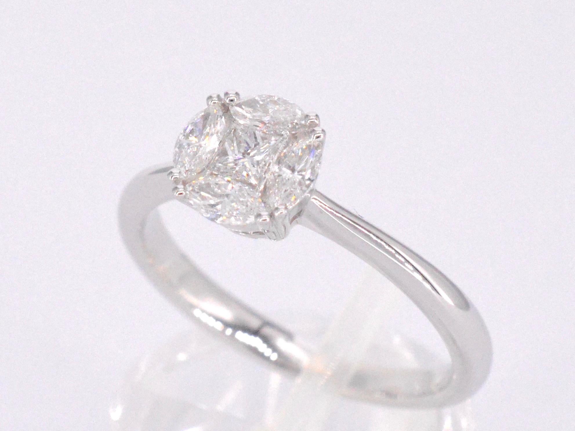 Marquise Cut White Gold Ring with Diamonds Beautifully Set For Sale