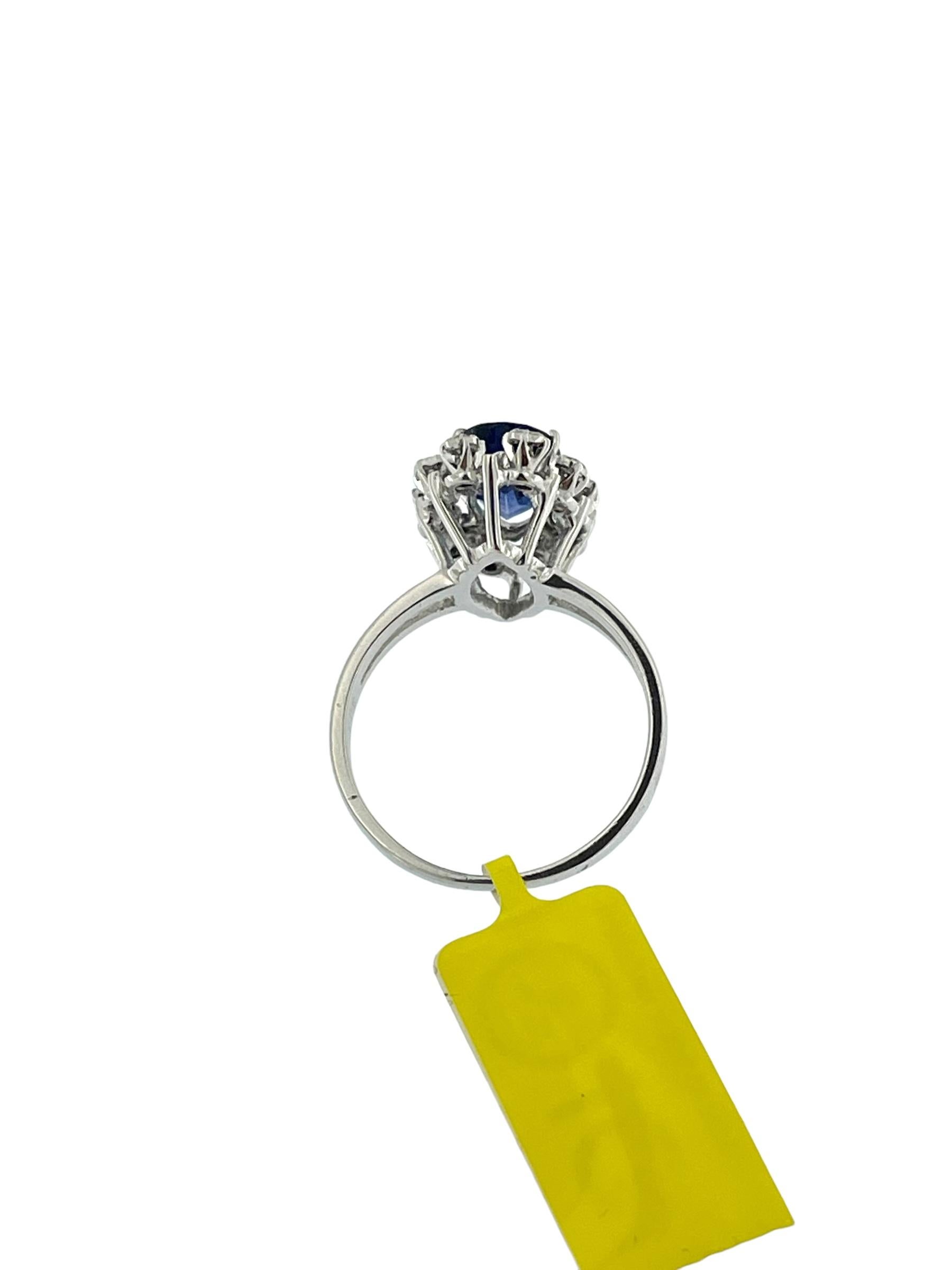 Modern White Gold Ring with Natural Diamonds and Lab Grown Sapphire IGI Certified For Sale