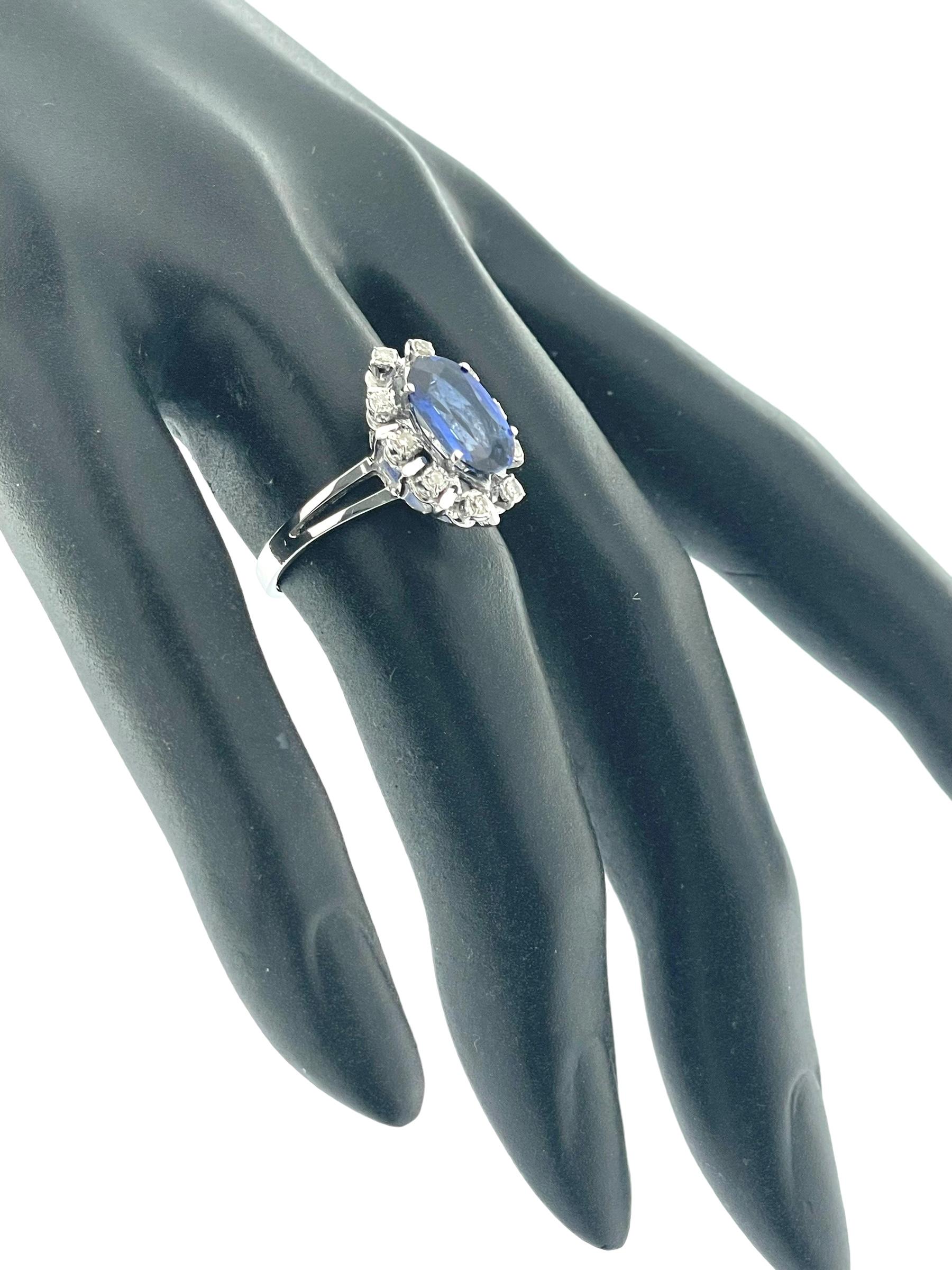 White Gold Ring with Natural Diamonds and Lab Grown Sapphire IGI Certified For Sale 1