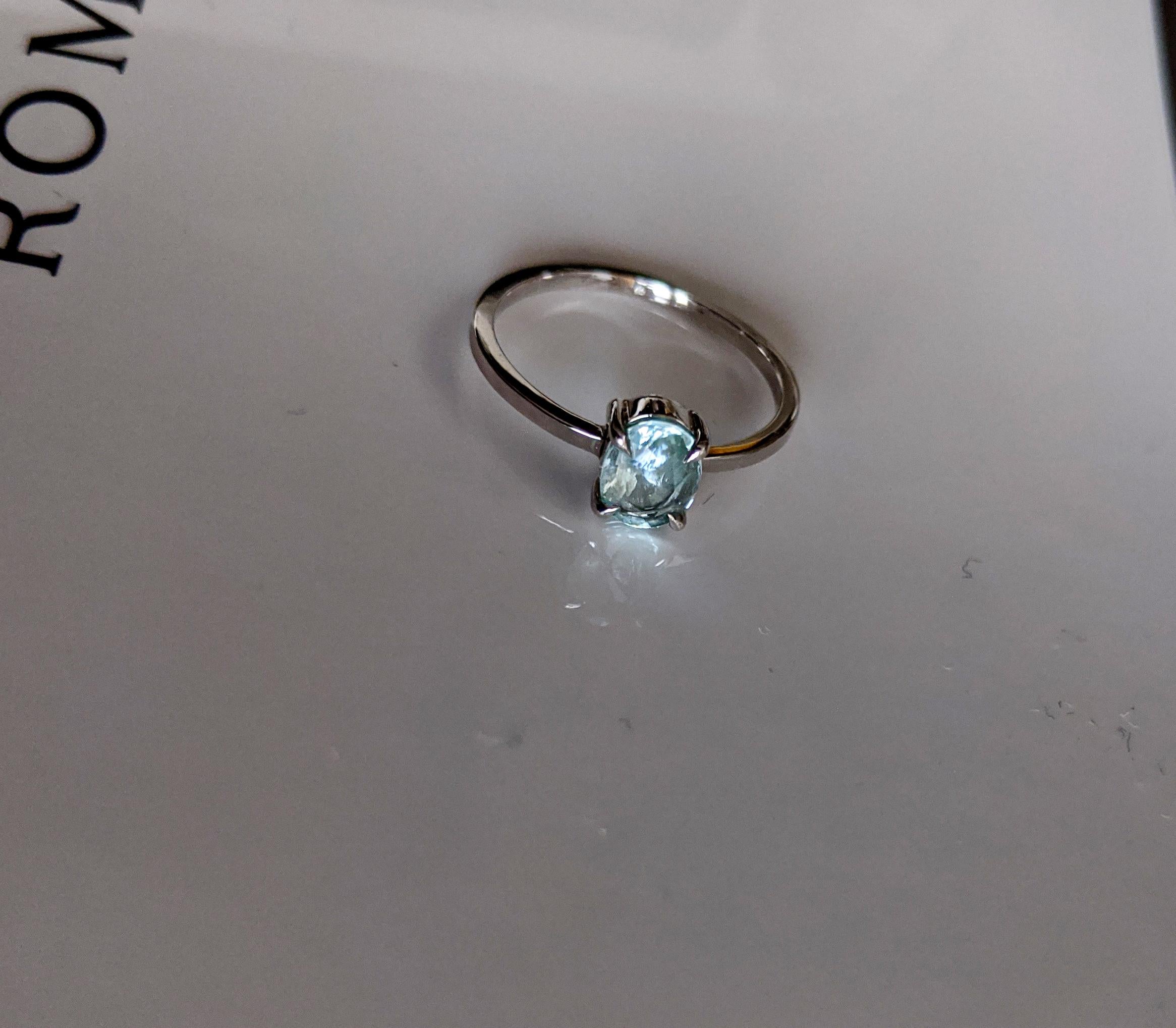 White Gold Engagement Ring with Oval Paraiba Tourmaline For Sale 6