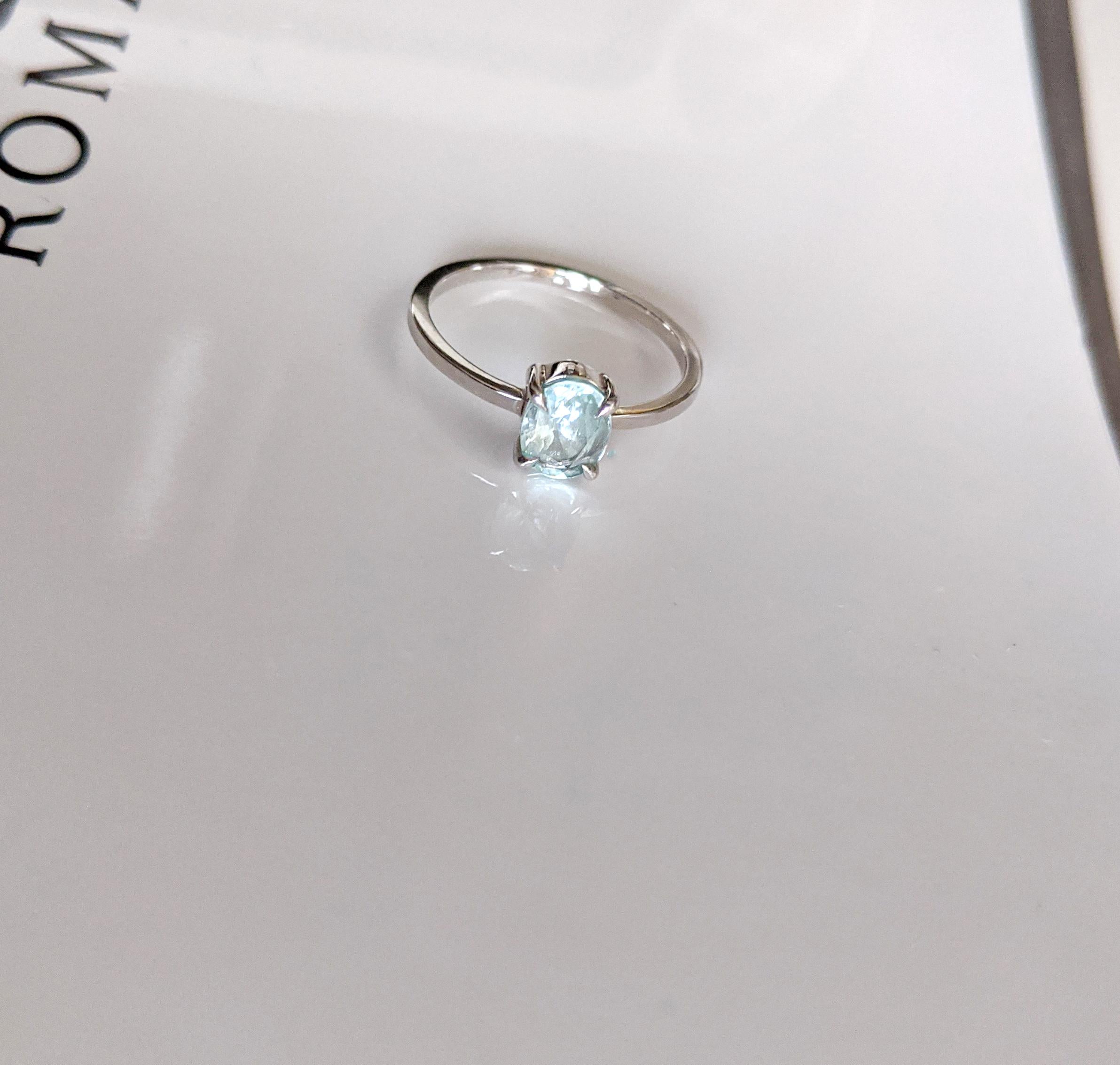White Gold Engagement Ring with Oval Paraiba Tourmaline For Sale 7