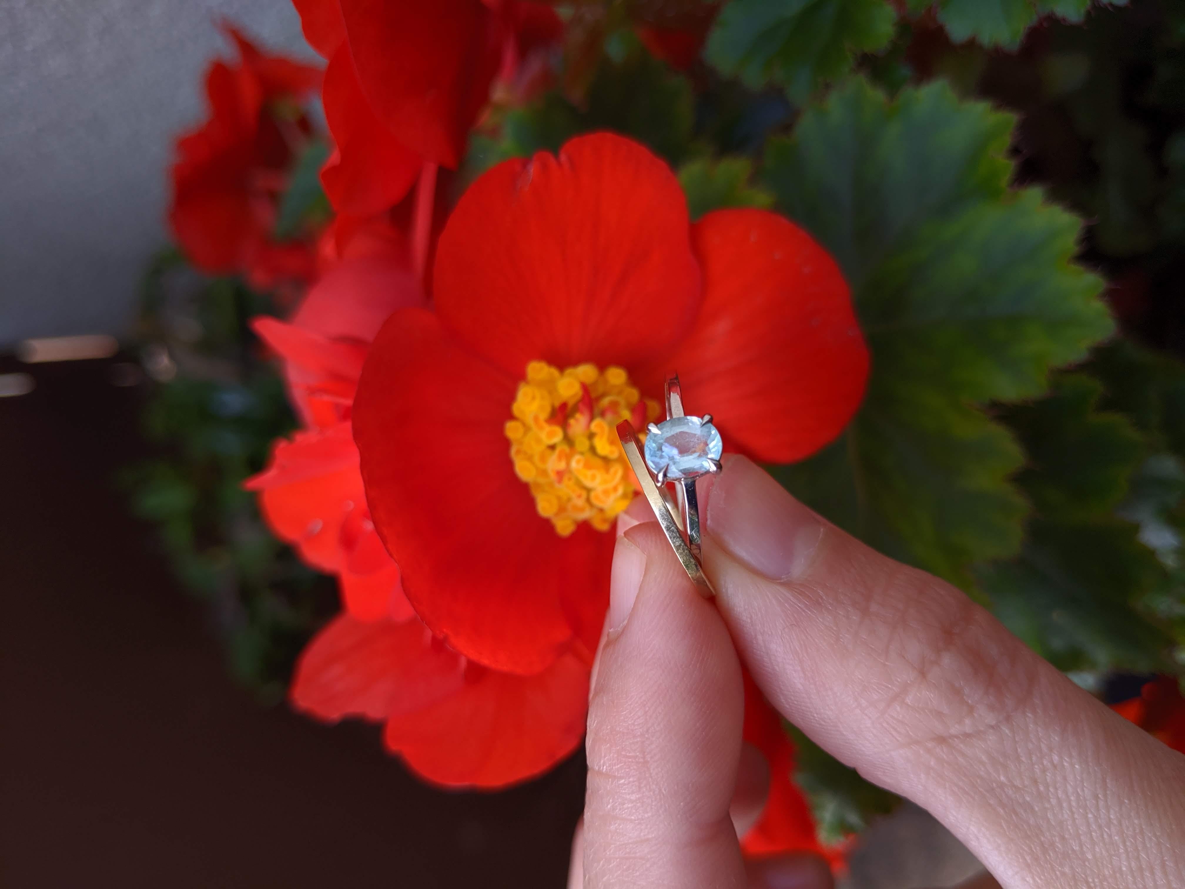 White Gold Engagement Ring with Oval Paraiba Tourmaline For Sale 1