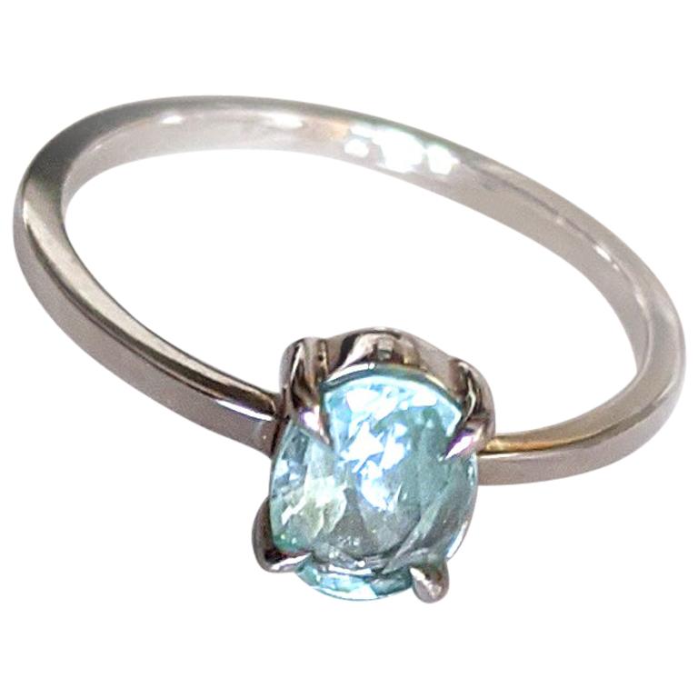 White Gold Engagement Ring with Oval Paraiba Tourmaline For Sale