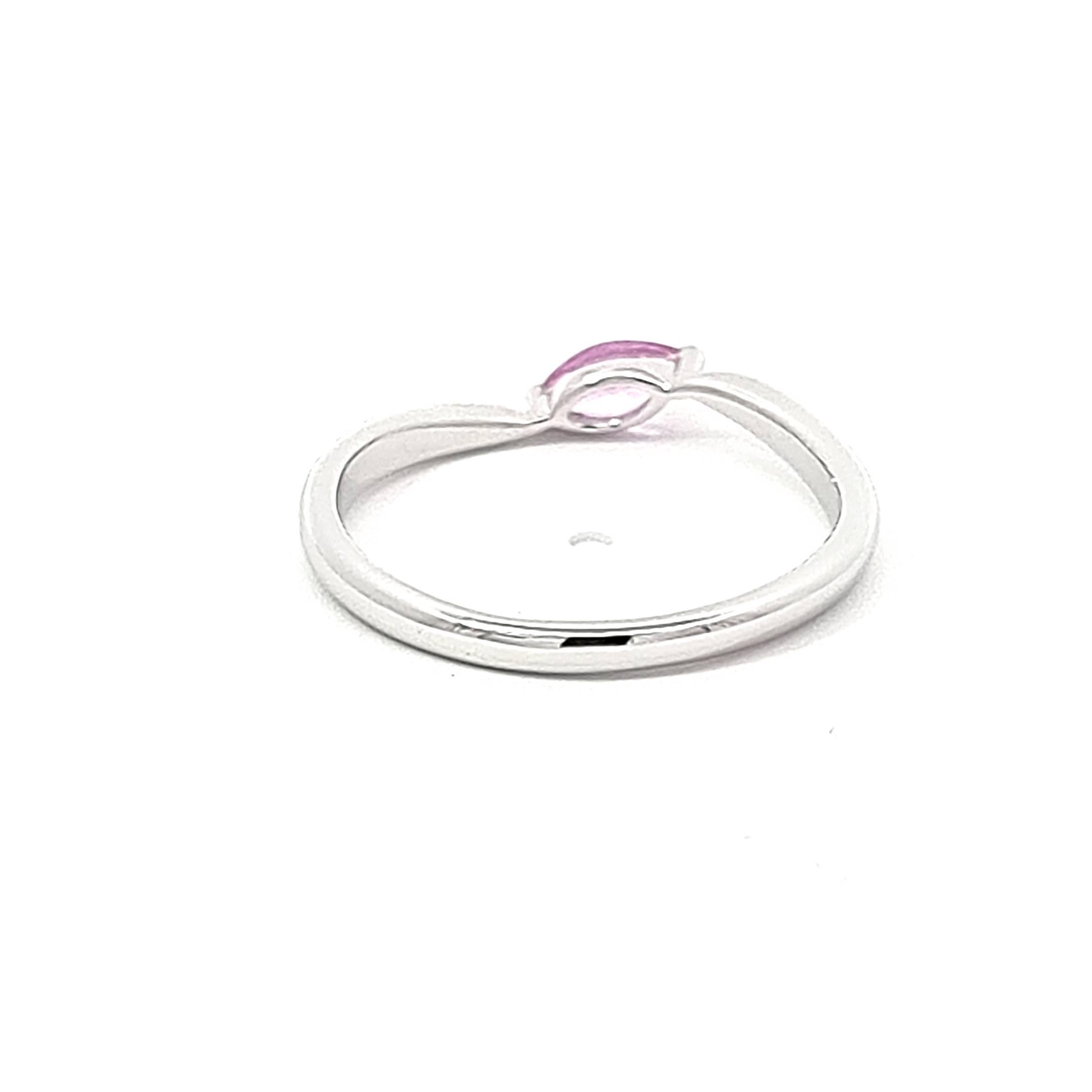 Marquise Cut White Gold Ring with Pink Marquise Sapphire For Sale
