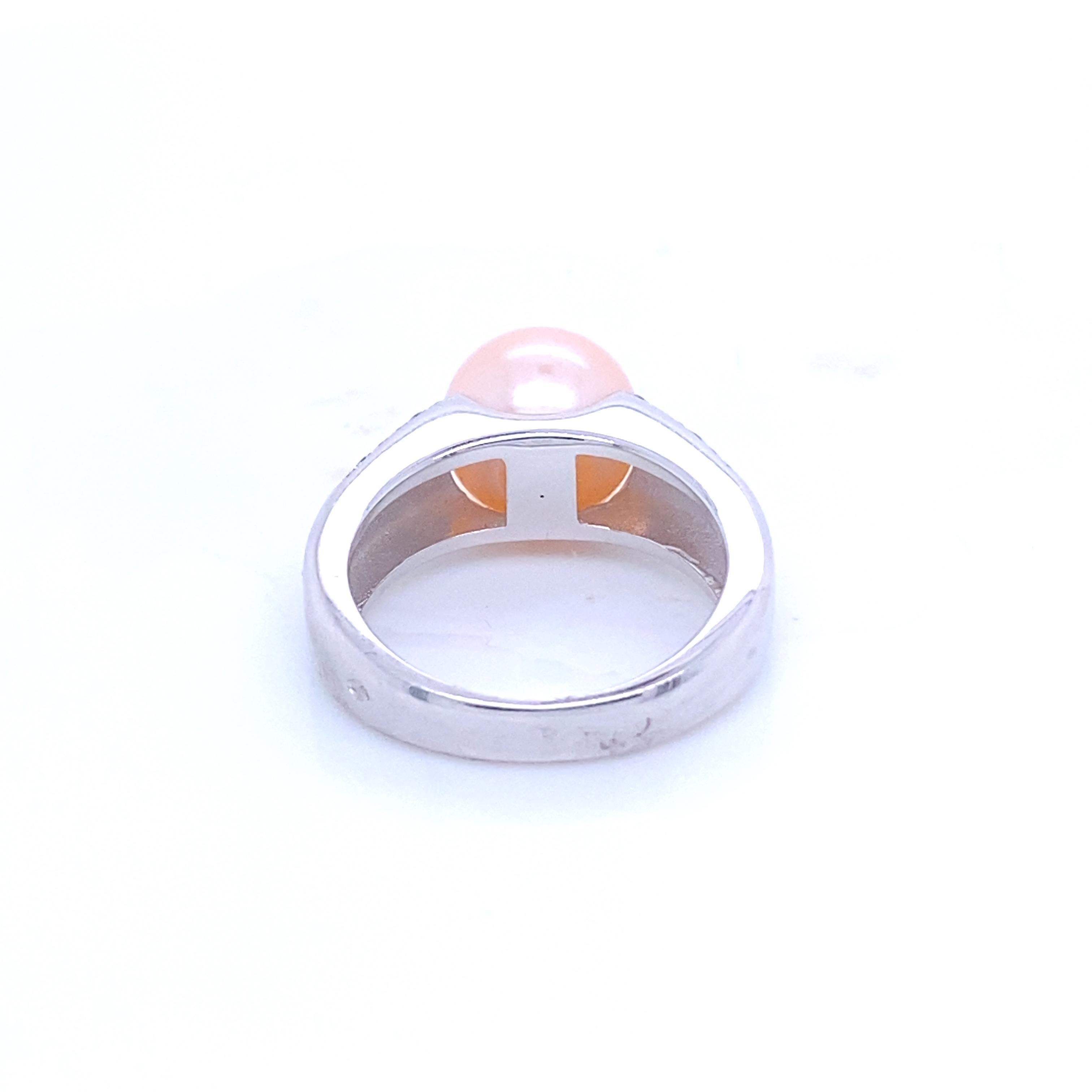 pink pearl and diamond ring