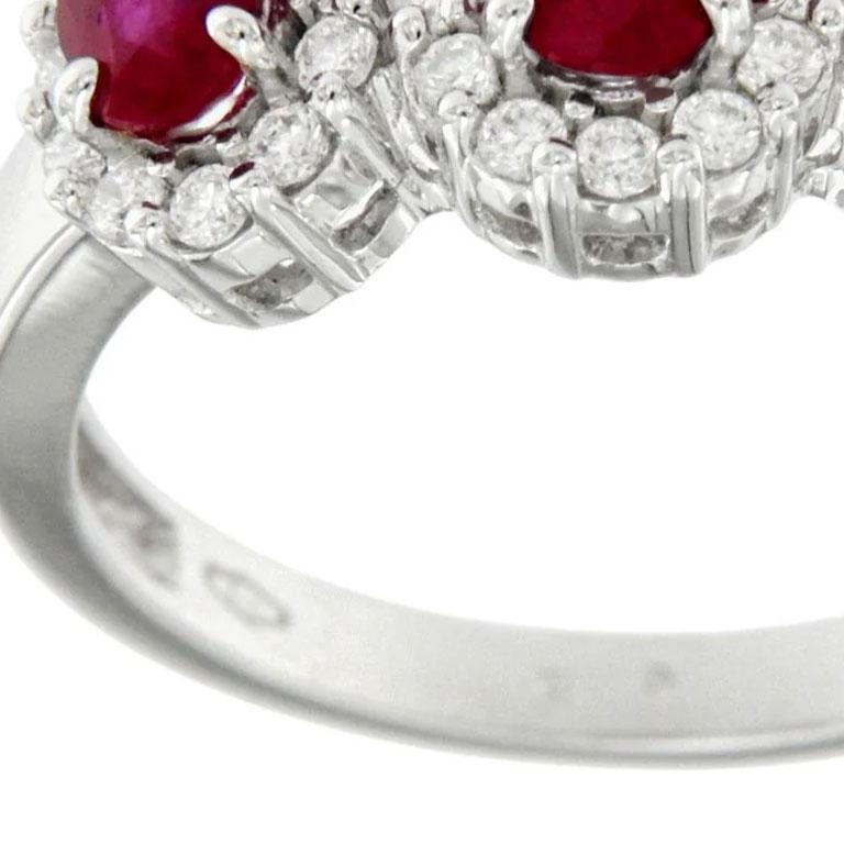 Contemporary White gold ring with rubies and diamonds For Sale