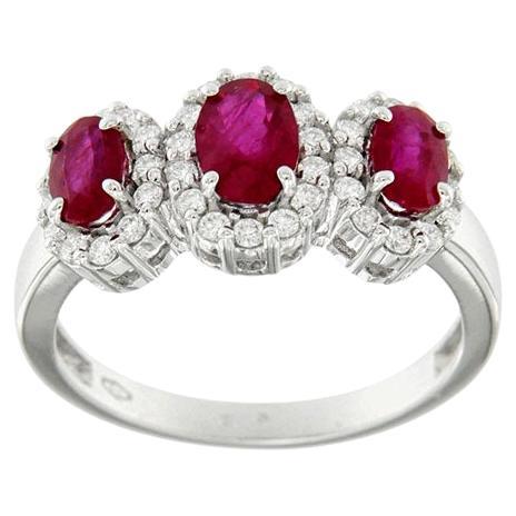 White gold ring with rubies and diamonds For Sale