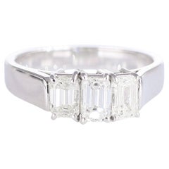 White Gold Ring with Three Emerald-Cut Diamonds
