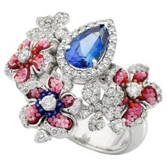 Anillo de Oro Blanco con Diamantes Blancos y Micromosaico