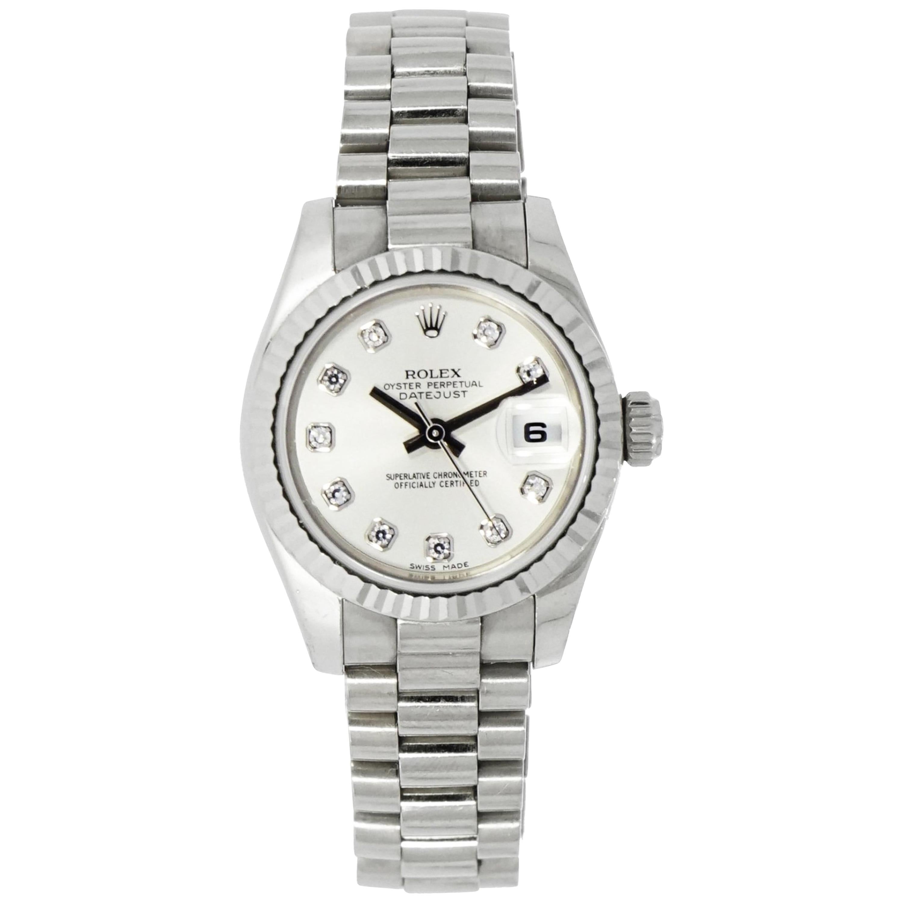 Rolex Ladies President Gold Watch 179178 White Roman Dial For Sale at