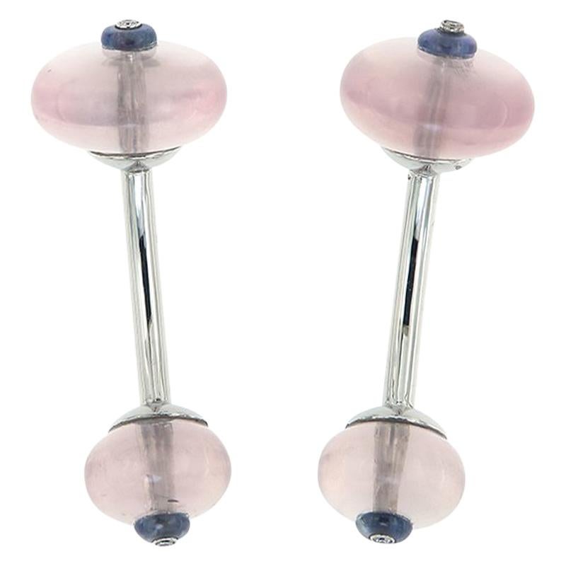 Gemelli Rosequarz in oro bianco in vendita