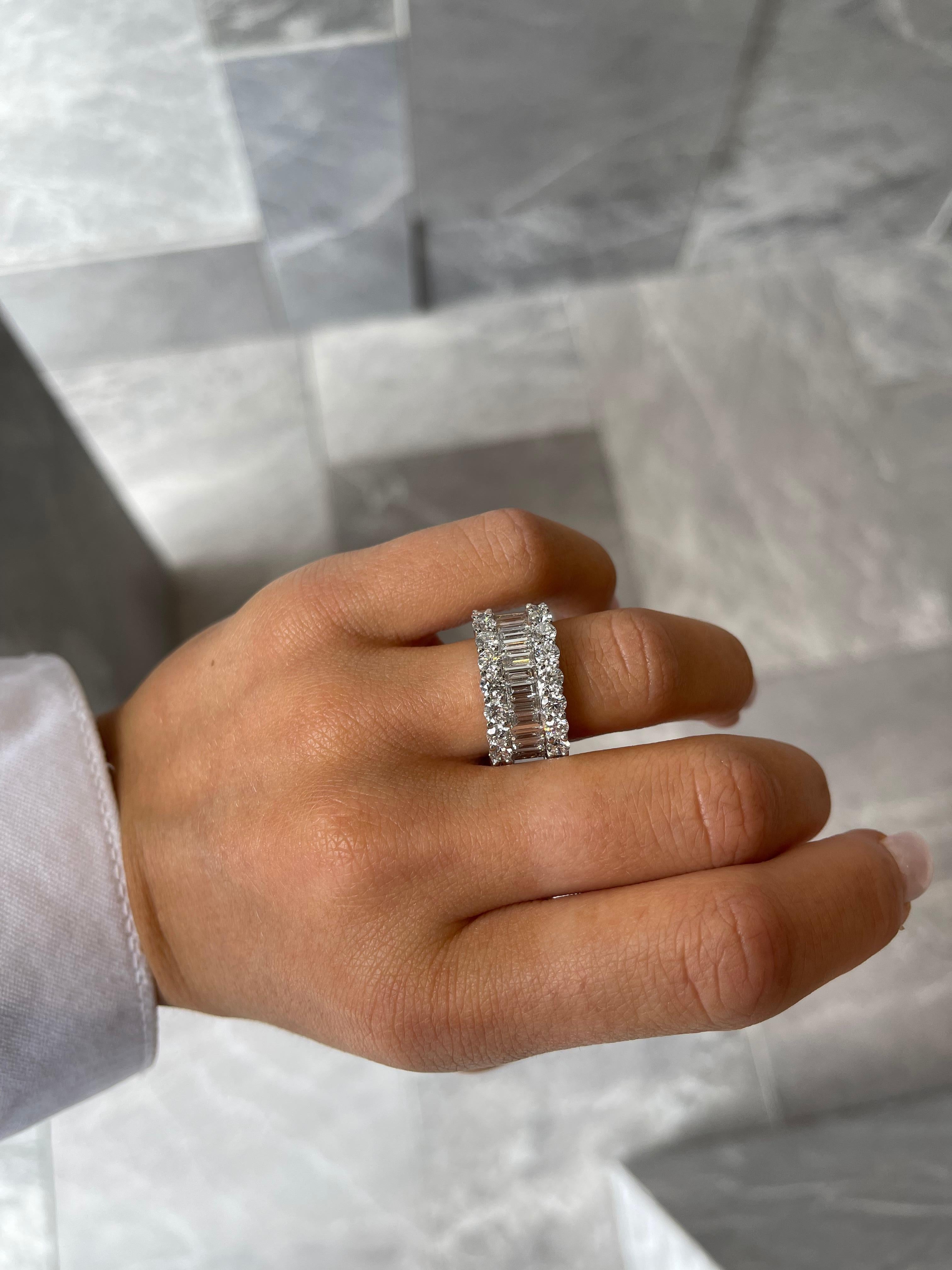 White Gold Round & Baguette Diamond Half Eternity Band In New Condition In Toronto, CA