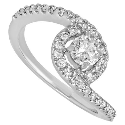White Gold Round Brilliant Cut Diamond Ring 0.32ct I/VS2 For Sale